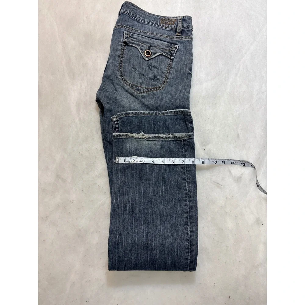 Silver Jeans Co Bootcut‎ Flare Jeans Blue Wash Distressed Frayed Hem Size 31 - Picture 11 of 11